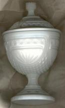 Milk Glass Covered Compote Star Design