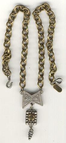 Marcy Feld Metal Necklace Bow and Leaf Charm