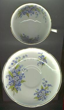 Royal Grafton China Cup and Saucer with Blue Flowers