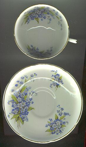 Royal Grafton China Cup and Saucer with Blue Flowers