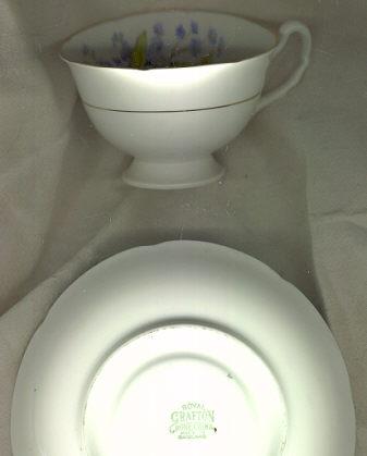 Royal Grafton China Cup and Saucer with Blue Flowers