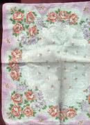 Orange and White Flower Handkerchief with Pink Border