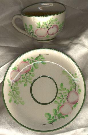 Japan Cup and Saucer with Red and Purple Fruit