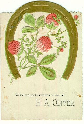 Good Luck Trade Card Compliments of E. A. Oliver