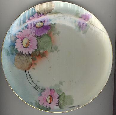 Handpainted Pink and Purple Flowers Plate