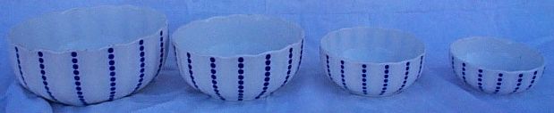 Set of 4 Blue and White German Pottery Nesting