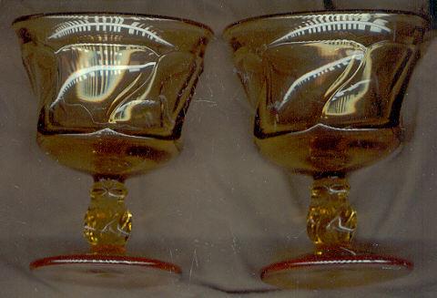 Pair of Fostoria Amber Jamestown Sherbet Glasses