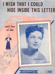 I Wish That I Could Hide Inside This Letter World War II Joan Brooks Sheet Music