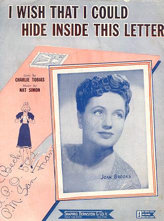I Wish That I Could Hide Inside This Letter World War II Joan Brooks Sheet Music