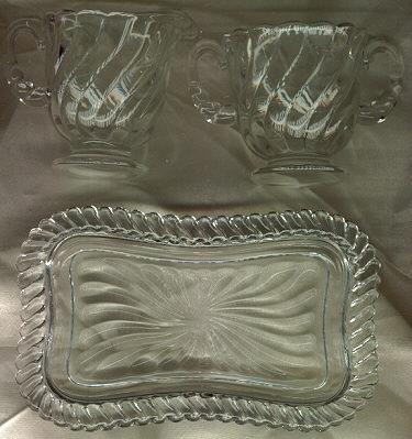Fostoria Colony Crystal Creamer Sugar Tray