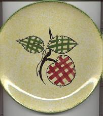 Blue Ridge Bright Yellow Plaid Fruit Dinner Plate