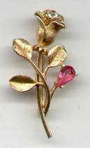 Avon Rose Pin with Rhinestones