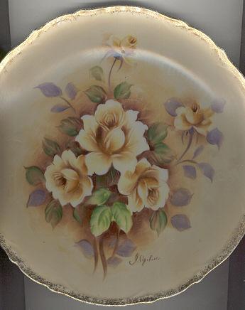 Handpainted Floral Rose Plate