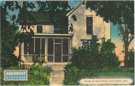 Postcard of Home of Bob Burns, Van Buren, Arkansas 1954