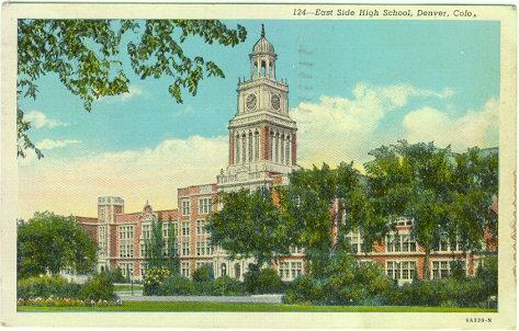 Postcard of East Side High School, Denver, Colorado 1946