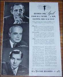 1947 RCA Victor Records Life Magazine Advertisement Featuring Great Artists