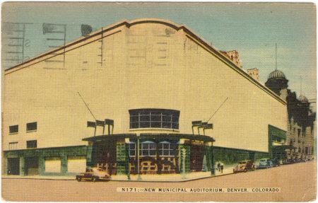 Postcard of New Municipal Auditorium, Denver, Colorado 1942