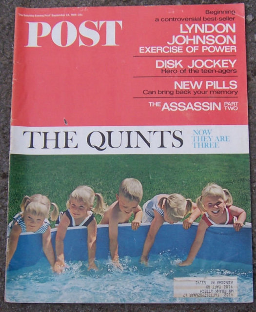 Saturday Evening Post Magazine September 24, 1966 The Quints, Now They are Three On Cover