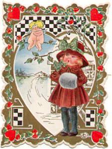 Victorian Valentine Card with Little Girl