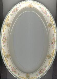 Meito China Platter Flowers and Blue Border