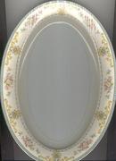 Meito China Platter Flowers and Blue Border