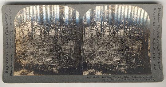 Building Barbed Wire Entanglements Stereoview Card