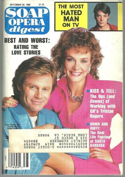 Soap Opera Digest Magazine September 20, 1988 Tristan Rogers and Jennifer Anglin
