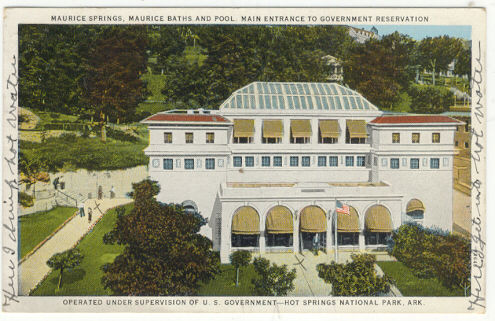 Maurice Baths and Pool Hot Springs, Arkansas 1932 Postcard