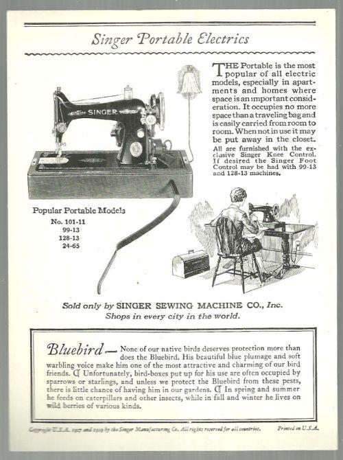 Victorian Trade Card Singer Sewing Machine American Song Birds Series Blue Bird