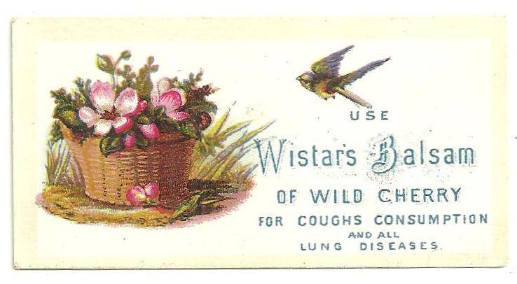 Victorian Trade Card for Wistar's Balsam of Wild Cherry for Coughs Bird/Basket