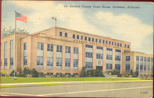 Etowah County Court House, Gadsen, Alabama 1958 Postcard
