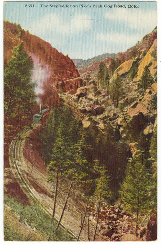 Stepladder on Pike's Peak Cog Road, Colorado Postcard