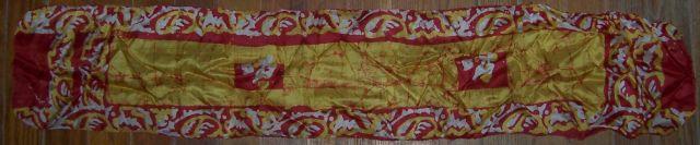 Vintage Long Scarf Red and Yellow Abstract Swirl Design