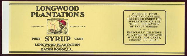 Longwood Plantation's Syrup Can Label