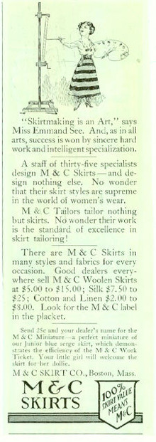 M & C Skirts, Boston, Mass 1916 Magazine Advertisement
