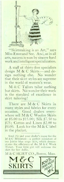 M & C Skirts, Boston, Mass 1916 Magazine Advertisement
