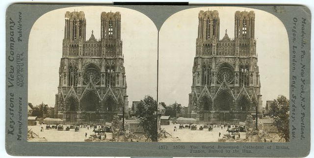 Cathedral of Reims Ruins World War I Stereoview