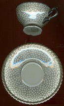 RW Bavaria Silver Crackle Design Demi Cup and Saucer