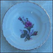 Vintage Moss Rose Small China Round Ashtray Made in Japan