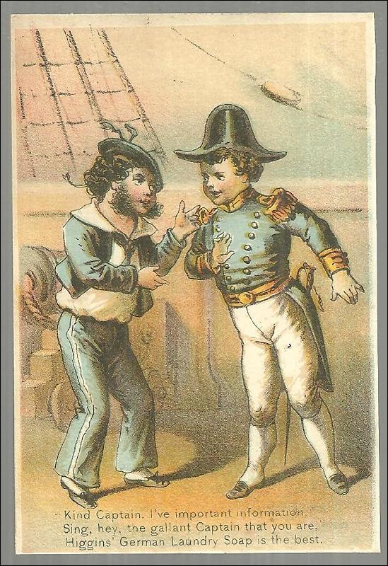 Victorian Trade Card for Higgin's German Laundry Soap with Ship's Captain