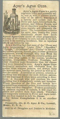 Victorian Trade Card for Ayer's Ague Cure with Swamp Scene and Alligators