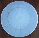 Anchor Hocking Milk Gass Pedestal Cake Plate With Gold Fluer de Lis Design