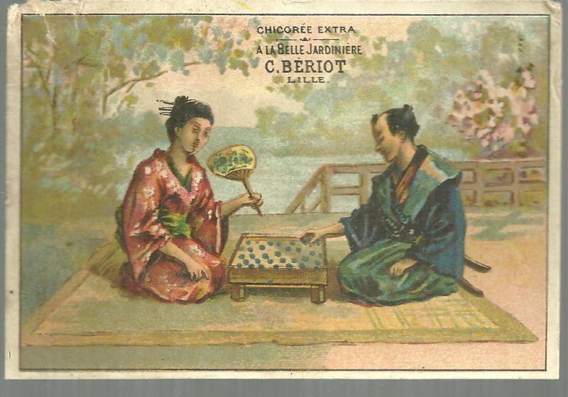 Victorian Trade Card Chicoree Extra Marque a la Belle Jardiniere C. Beriot Lilie