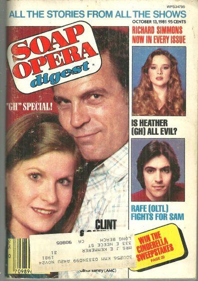 Soap Opera Digest Magazine October 13, 1981 Candi Earley and Clint Ritchie