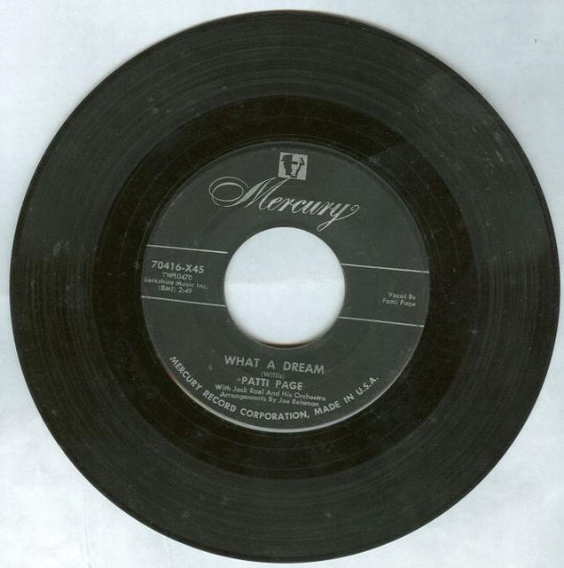 Patti Page What a Dream/ I Cried 45RPM Record