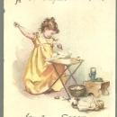 Victorian Trade Card for Huyler's Cocoa Chocolate with Little Girl Doing Chores