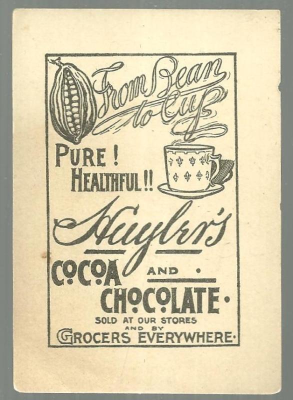 Victorian Trade Card for Huyler's Cocoa Chocolate with Little Girl Doing Chores