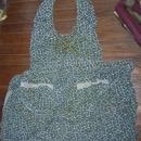 Vintage Blue and Green Paisley Bib Apron with Lace Trimmed Pockets