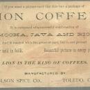 Victorian Trade Card For Lion Coffee with Kitten in Sewing Basket