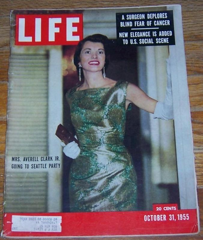 Life Magazine October 31, 1955 Mrs. Averell Clark, Jr. Going to Seattle Party
